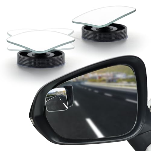 LivTee Blind Spot Car Mirror, Fan HD Glass Frameless Convex Side Mirror Blindspot, Reusable 360° Wide Angle Rear View Car Mirrors with Powerful Adjustable Suction Cup - Exterior Mirrors - Image 1