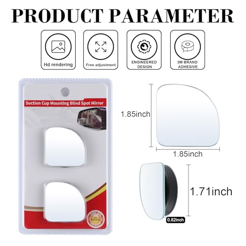 LivTee Blind Spot Car Mirror, Fan HD Glass Frameless Convex Side Mirror Blindspot, Reusable 360° Wide Angle Rear View Car Mirrors with Powerful Adjustable Suction Cup - Exterior Mirrors - Image 3