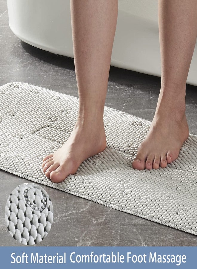 Webos Foam Bathtub Mat: Extra Long Bath Shower Mat for Tub with Drain Holes and Suction Cups for Bathroom(Light Grey, 10X40Inch) - Image 4