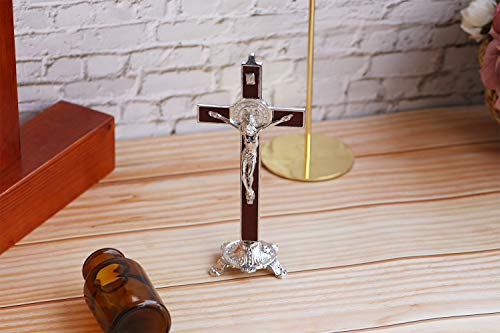 Calculs Metal & Wood Crucifix Table Cross - Catholic Table Cross With Stand For Prayers Home Decor 8" - Image 4