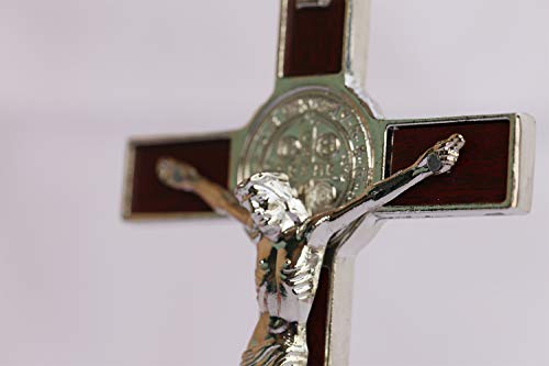 Calculs Metal & Wood Crucifix Table Cross - Catholic Table Cross With Stand For Prayers Home Decor 8" - Image 2