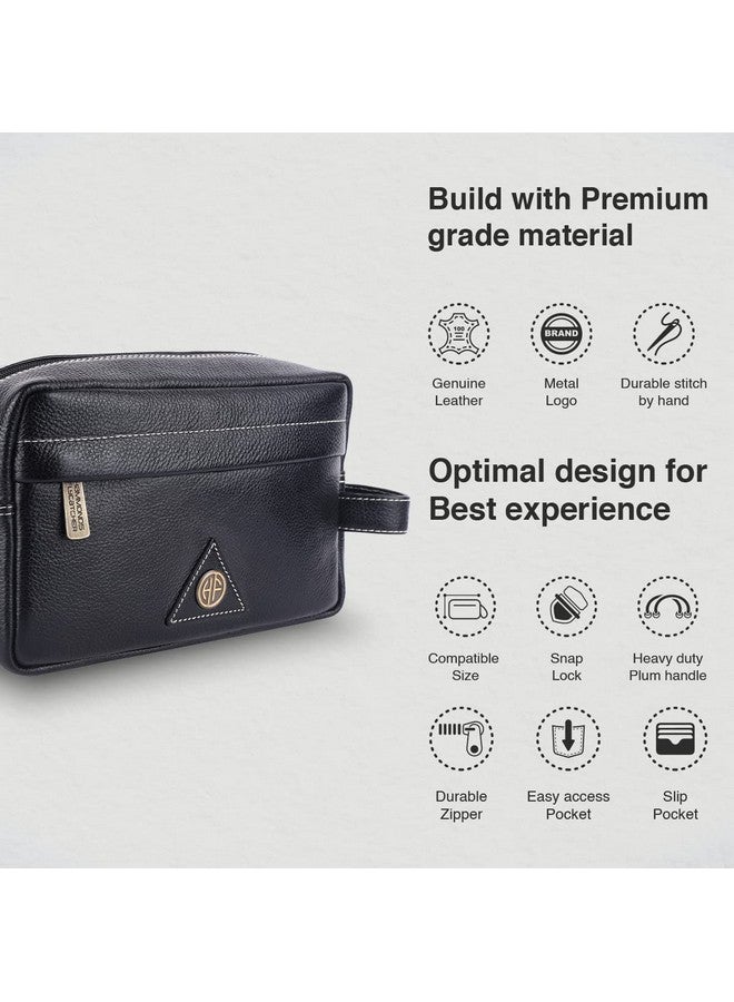  هاموندز فلاي كاتشر حقيبة أدوات الزينة HAMMONDS FLYCATCHER للجنسين - منظم سفر من الجلد الطبيعي مع مقصورات متعددة - مجموعة أدوات الزينة والحلاقة باللون الأسود - منظم أدوات الزينة وحقيبة مستحضرات التجميل للنساء، مقاس كبير وصغير 10.5 سم - Image 3