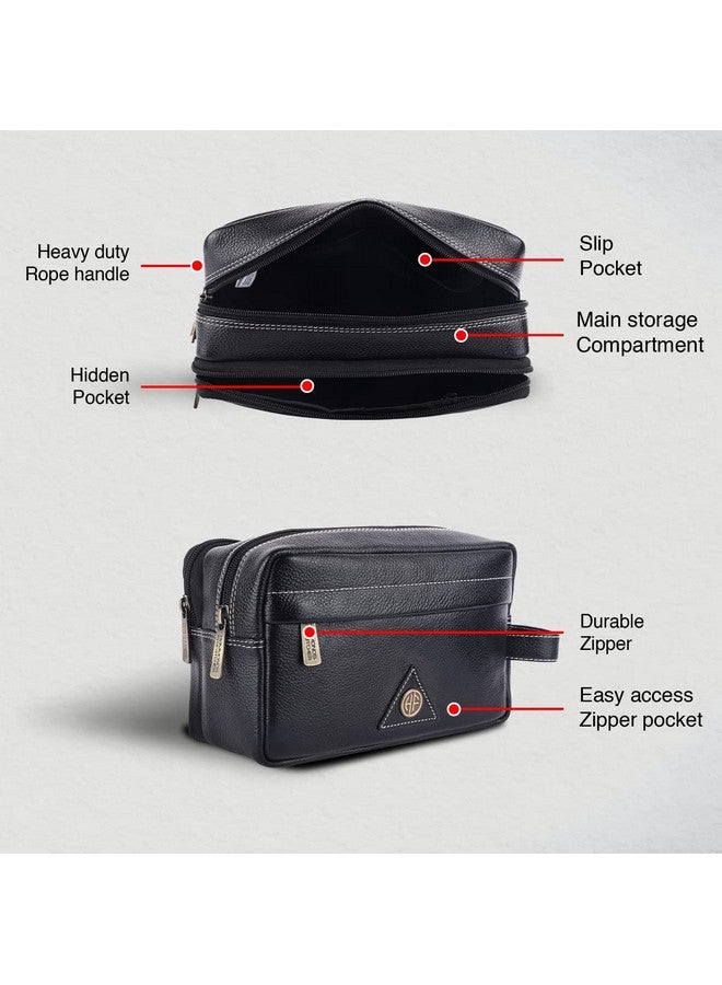  هاموندز فلاي كاتشر حقيبة أدوات الزينة HAMMONDS FLYCATCHER للجنسين - منظم سفر من الجلد الطبيعي مع مقصورات متعددة - مجموعة أدوات الزينة والحلاقة باللون الأسود - منظم أدوات الزينة وحقيبة مستحضرات التجميل للنساء، مقاس كبير وصغير 10.5 سم - Image 4