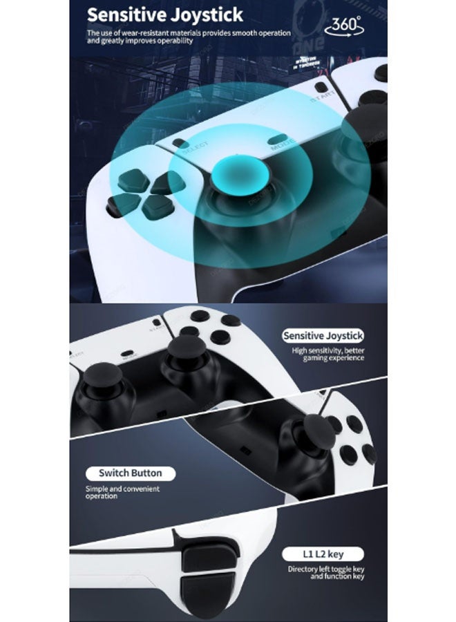 Neutral 2.4G wireless gaming controller, equipped with a 64GB TF card, featuring over 20,000 built-in games and 20+ emulators. High-definition output system, plug-and-play functionality, suitable for players of all ages. (White) - Image 2