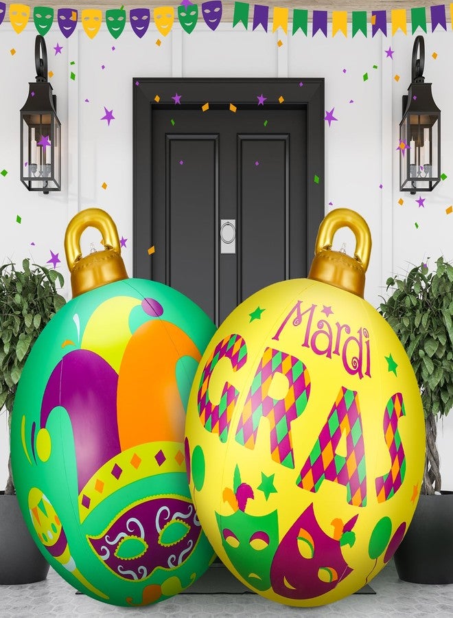 جيتك مجموعة جيتك من قطعتين، 24 بوصة، كرات ماردي غرا عملاقة قابلة للنفخ من مادة PVC، زينة خارجية لمهرجان ماردي غرا، زينة كرنفال قابلة للنفخ، كرات قابلة للنفخ، زينة حدائق قابلة للنفخ (جوكر) - Image 1