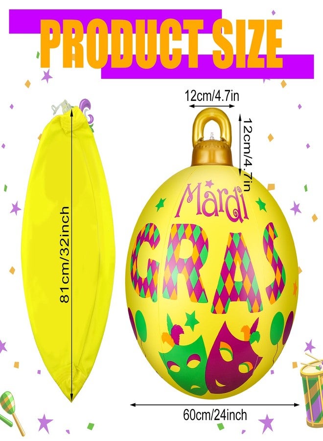 جيتك مجموعة جيتك من قطعتين، 24 بوصة، كرات ماردي غرا عملاقة قابلة للنفخ من مادة PVC، زينة خارجية لمهرجان ماردي غرا، زينة كرنفال قابلة للنفخ، كرات قابلة للنفخ، زينة حدائق قابلة للنفخ (جوكر) - Image 2