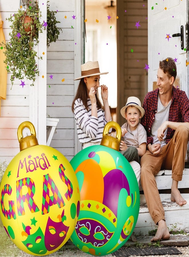 جيتك مجموعة جيتك من قطعتين، 24 بوصة، كرات ماردي غرا عملاقة قابلة للنفخ من مادة PVC، زينة خارجية لمهرجان ماردي غرا، زينة كرنفال قابلة للنفخ، كرات قابلة للنفخ، زينة حدائق قابلة للنفخ (جوكر) - Image 5