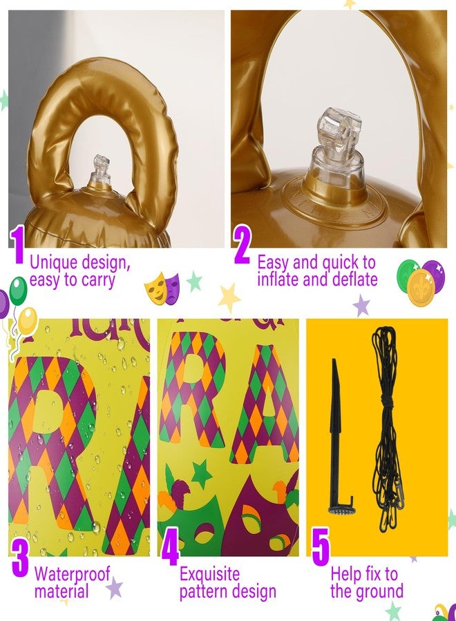 جيتك مجموعة جيتك من قطعتين، 24 بوصة، كرات ماردي غرا عملاقة قابلة للنفخ من مادة PVC، زينة خارجية لمهرجان ماردي غرا، زينة كرنفال قابلة للنفخ، كرات قابلة للنفخ، زينة حدائق قابلة للنفخ (جوكر) - Image 3