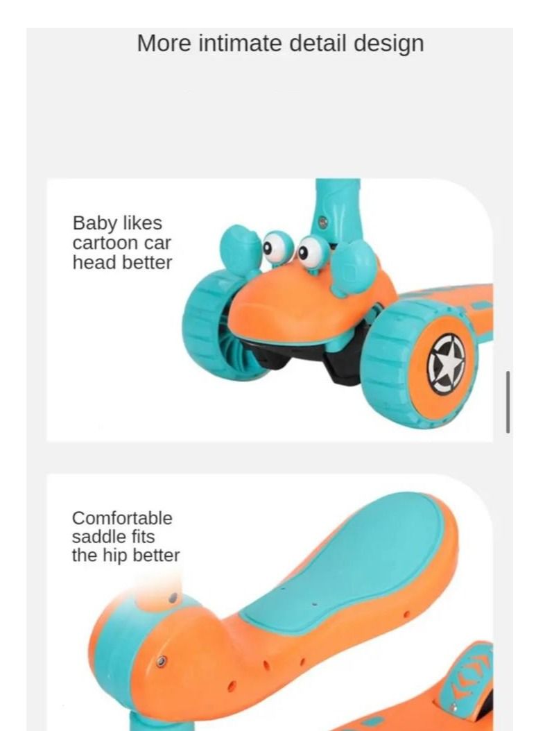 Kids Tripod Folding Scooter with Adjustable Height Anti-Slip Surface Flashing Wheel Lights for Boys and Girls 3 to 12 Years Old - Image 4