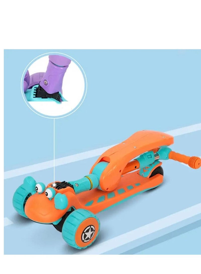 Kids Tripod Folding Scooter with Adjustable Height Anti-Slip Surface Flashing Wheel Lights for Boys and Girls 3 to 12 Years Old - Image 3