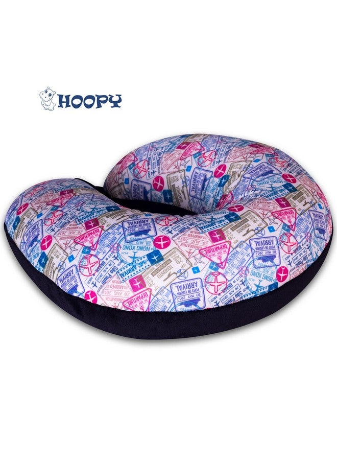 HOOPY Travel Neck Pillow in Soft Fabric for Head, Neck, Shoulder Support Filled with Soft Memory Foam Filling | Multi Purpose Neck Pillow| Neck Rest | Neck Pain | Travel Print - Image 5
