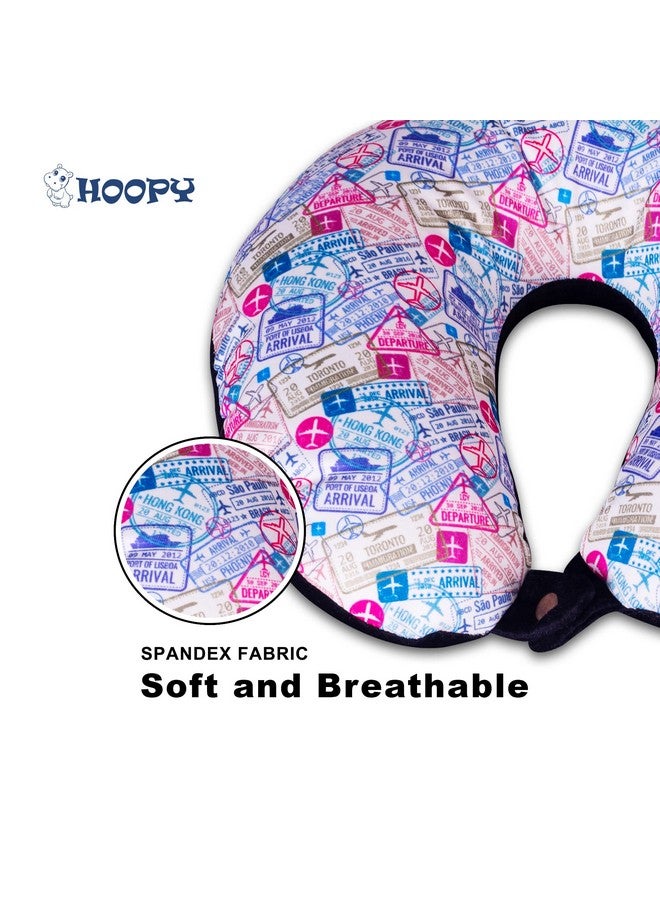 HOOPY Travel Neck Pillow in Soft Fabric for Head, Neck, Shoulder Support Filled with Soft Memory Foam Filling | Multi Purpose Neck Pillow| Neck Rest | Neck Pain | Travel Print - Image 4