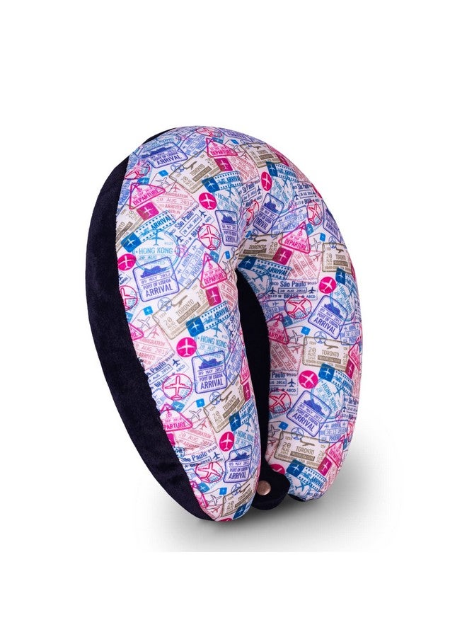 HOOPY Travel Neck Pillow in Soft Fabric for Head, Neck, Shoulder Support Filled with Soft Memory Foam Filling | Multi Purpose Neck Pillow| Neck Rest | Neck Pain | Travel Print - Image 1