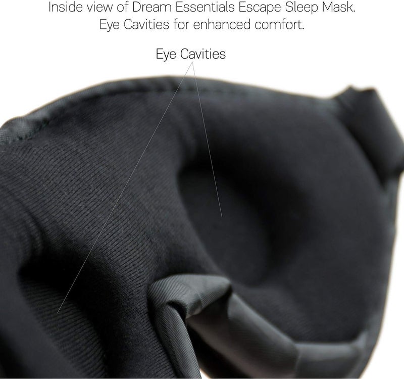 Dream Essentials Escape Luxury Travel and Sleep Mask with Earplugs and Carry Pouch - Black - Image 2