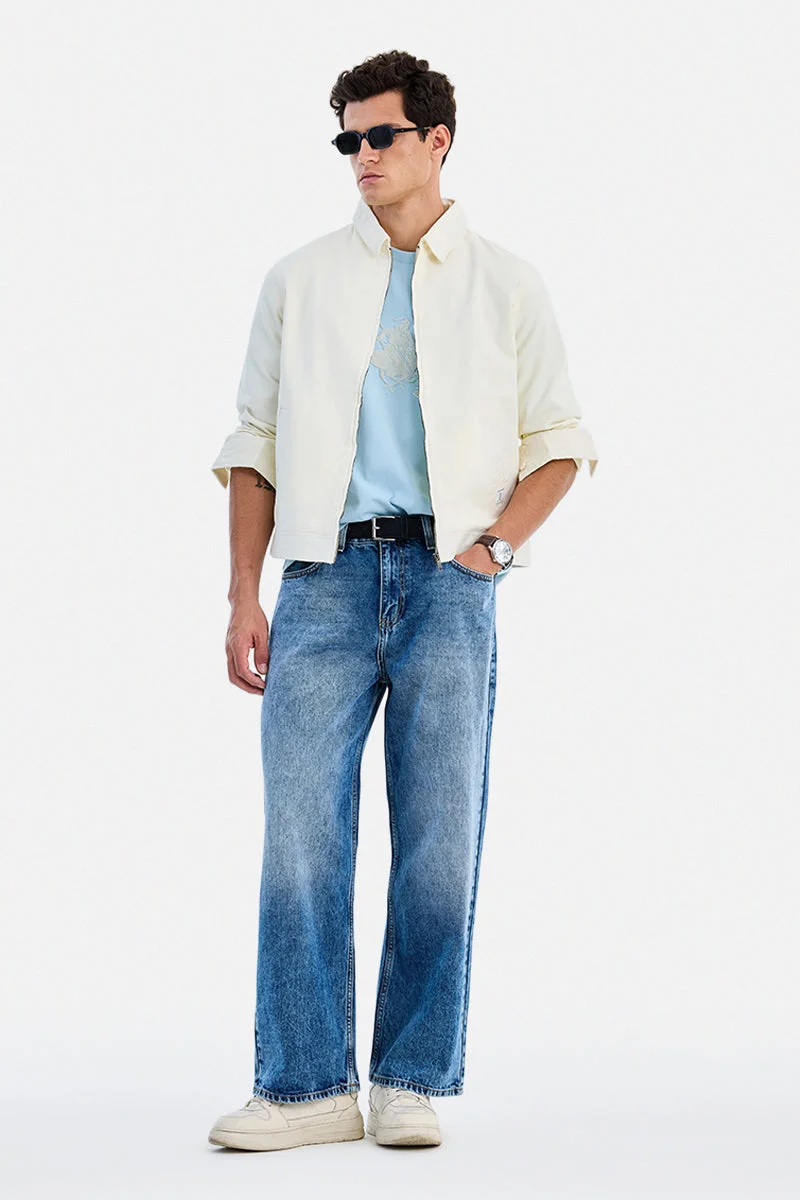 SNITCH Cream Solid Long Sleeve Regular Fit Jacket