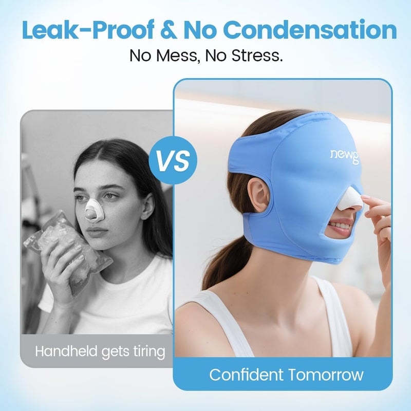 NEWGO Ice Pack Face Ice Mask for Puffy Eyes, Cooling Face Mask Reusable with Thick Gel Pad in Forehead & Eye Zones for Migraines, Post-Surgery, Redness, Allergy Swelling Pain Relief - Image 4
