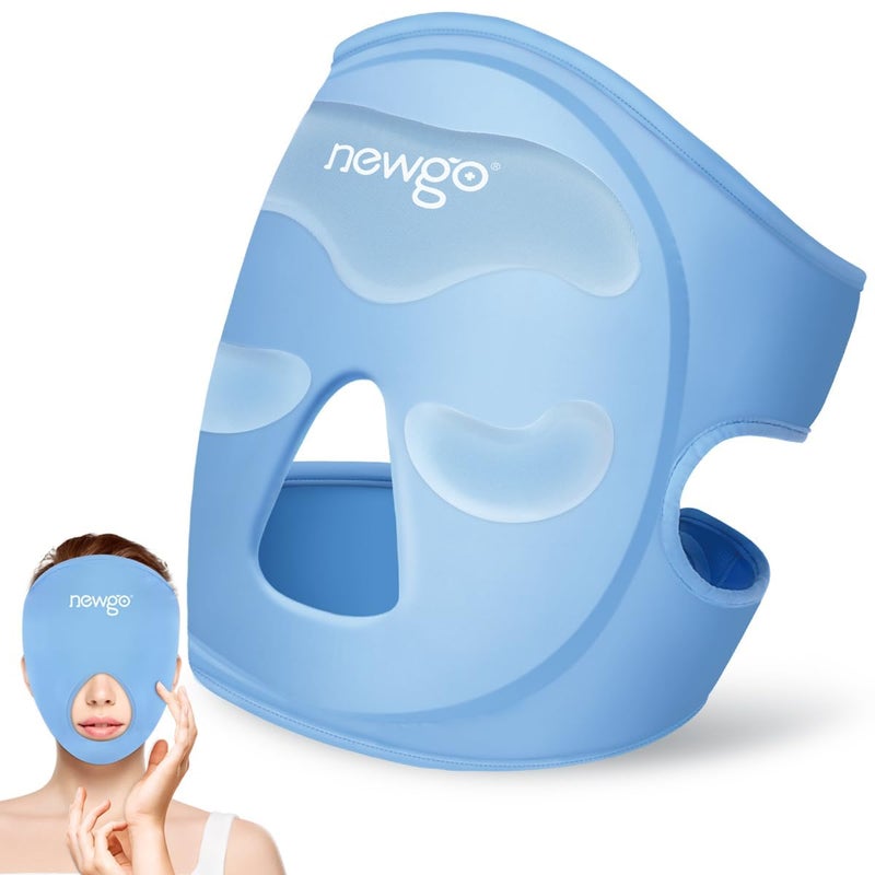 NEWGO Ice Pack Face Ice Mask for Puffy Eyes, Cooling Face Mask Reusable with Thick Gel Pad in Forehead & Eye Zones for Migraines, Post-Surgery, Redness, Allergy Swelling Pain Relief - Image 1