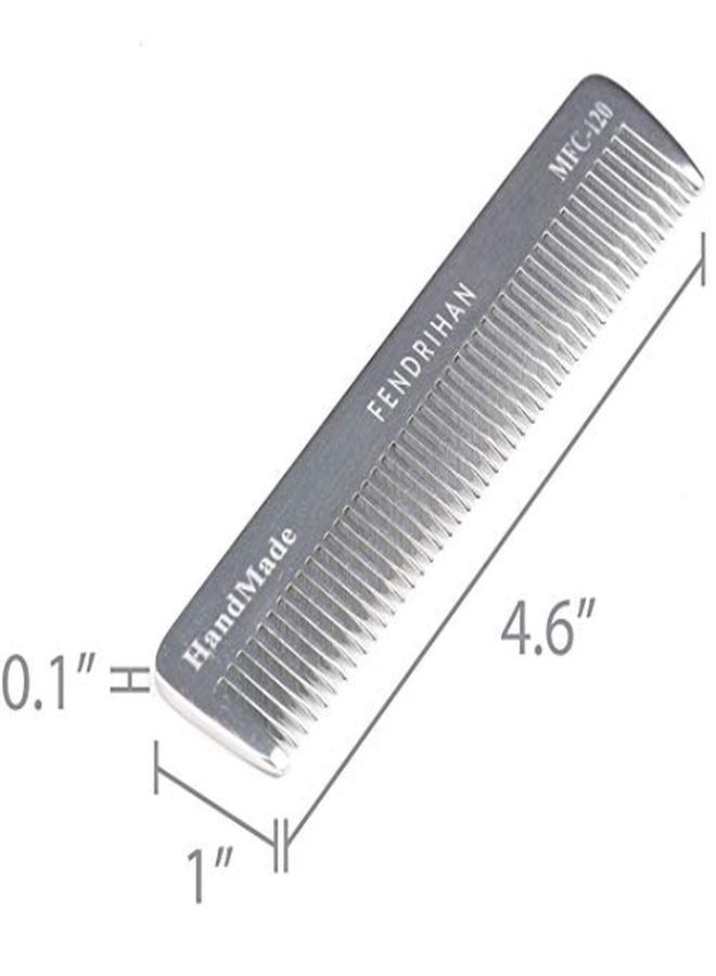 Fendrihan Small 4.6" Sturdy Metal Fine Tooth Barber Pocket Grooming Comb - Image 2