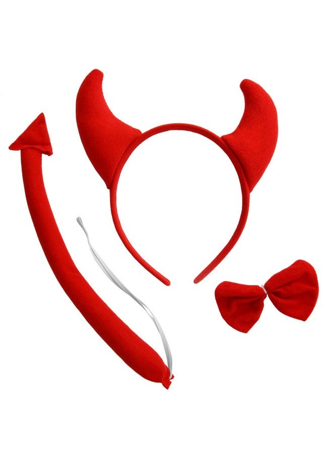 Dzrige Red Devil Costume Accessories Set Devil Horn Headband Tail Bowtie Costume Kit For Halloween Masquerade Carnival Birthday Party Cosplay - Image 5