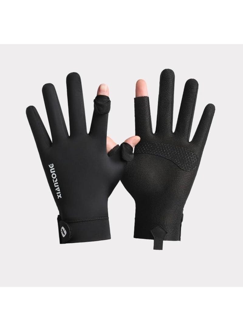 SYOSI UV Sun Protection Ice-Silk Driving Gloves for Men's & Women's, Non-Slip Touchscreen Gloves for Cycling and Riding(Black) - Image 1