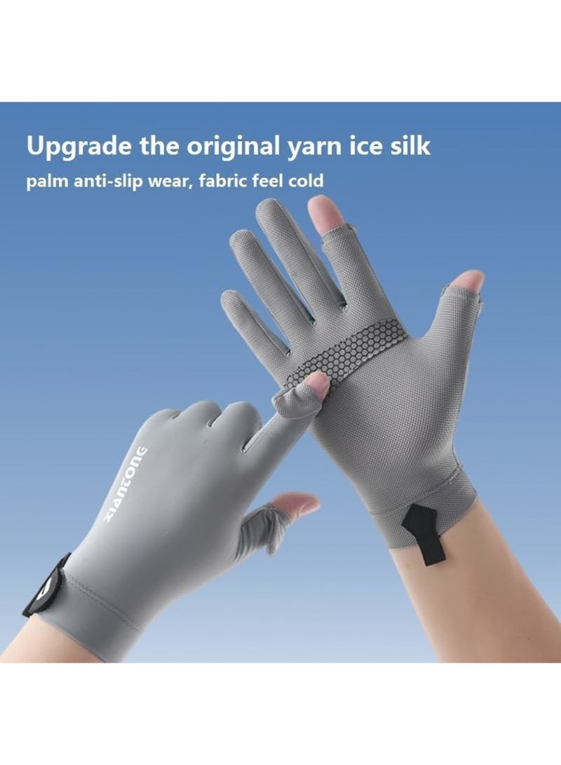 SYOSI UV Sun Protection Ice-Silk Driving Gloves for Men's & Women's, Non-Slip Touchscreen Gloves for Cycling and Riding(Black) - Image 5