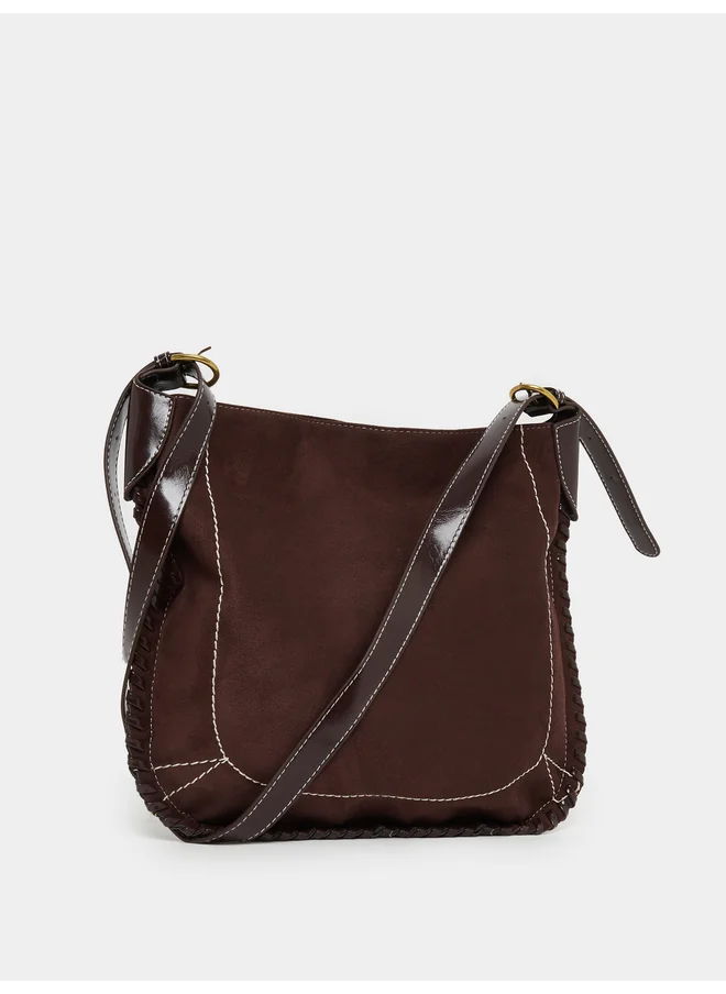 Styli Styli Contrast Stitch Detail Shoulder Bag with Adjustable Handle
