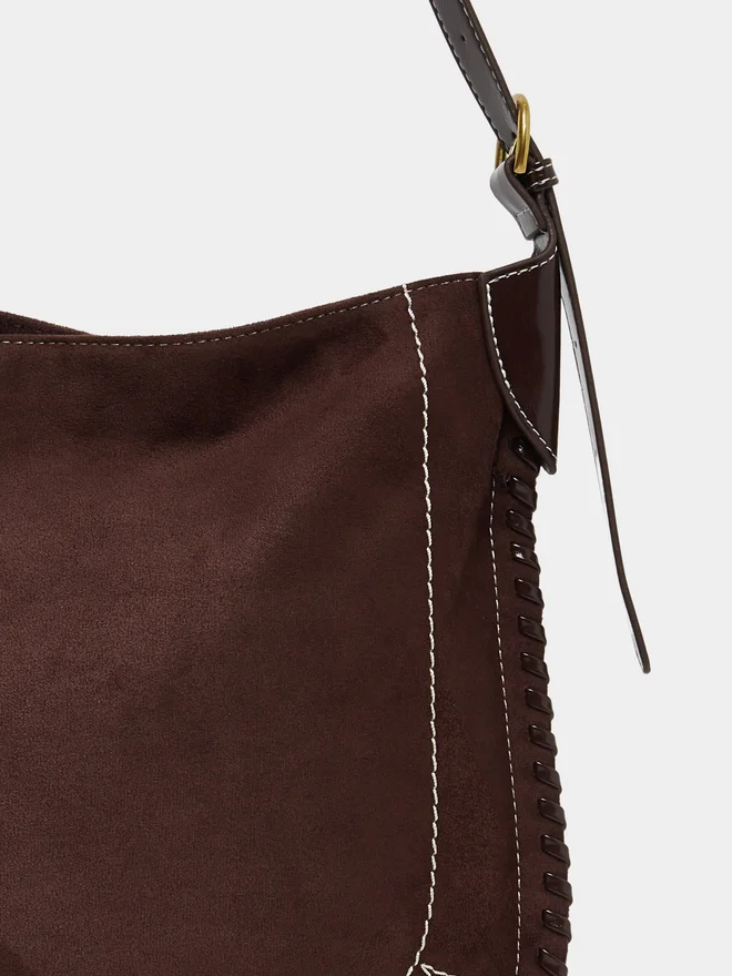 Styli Styli Contrast Stitch Detail Shoulder Bag with Adjustable Handle
