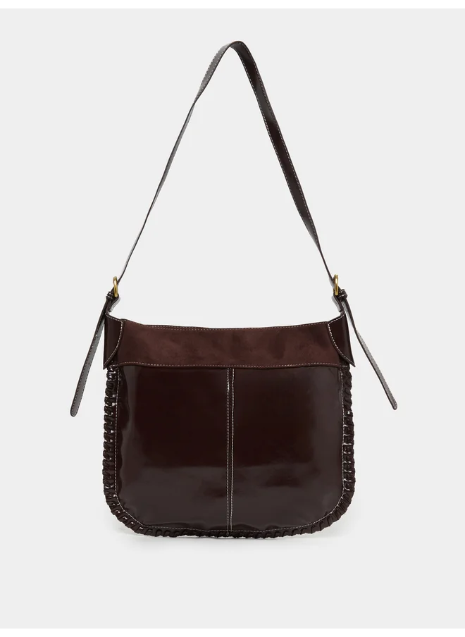 Styli Styli Contrast Stitch Detail Shoulder Bag with Adjustable Handle