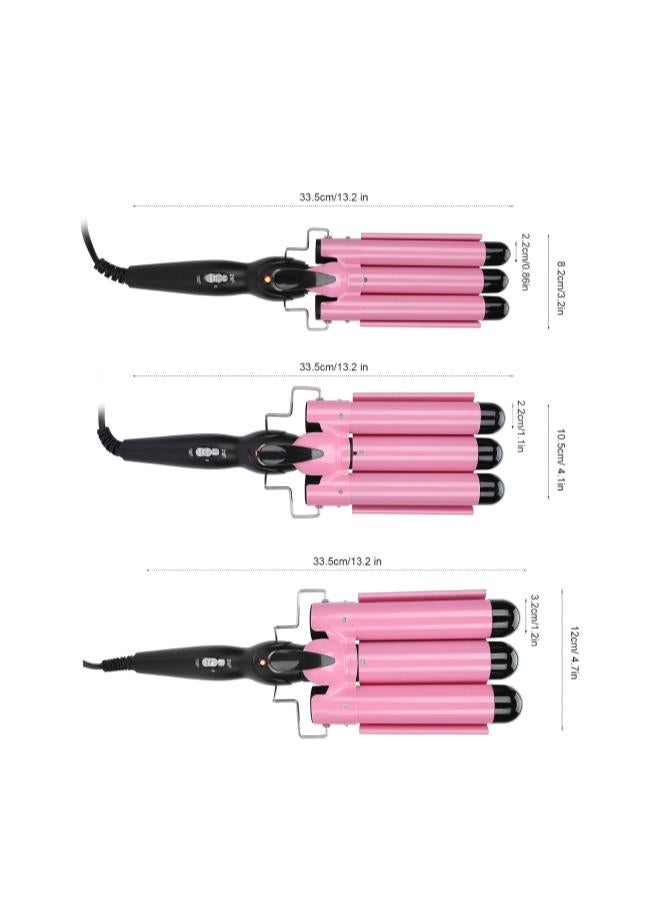 silvercnc 3 Barrel Hair Curling Iron Ceramic, Three Stick Curler Water Ripple Perm Tool Triple Pipe Hair Curler Egg Roll Head Hair Styling Tools Curling Iron (110V~240V)(US-28mm)  - Image 5