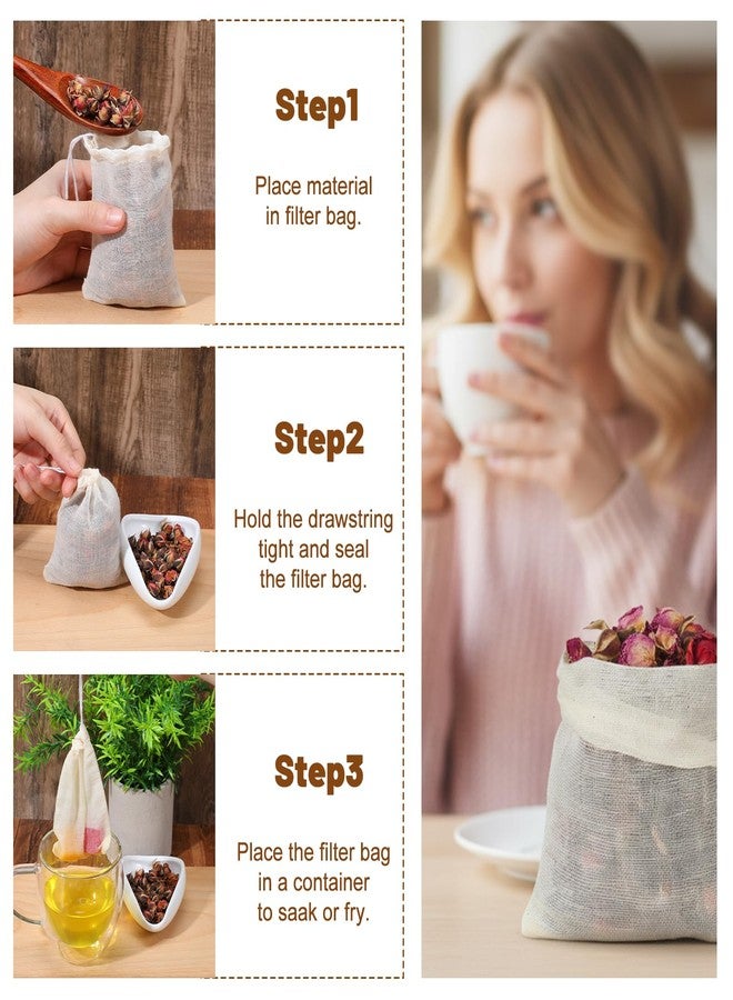 Matwsec 30 Pcs Bath Tea Bags Reusable Tea Bags for Loose Tea Empty Muslin Sachet Bag with Drawstring Spice Bag for Cooking, Straining Soups, Cold Brew Coffee, Diy Sachets - Image 5
