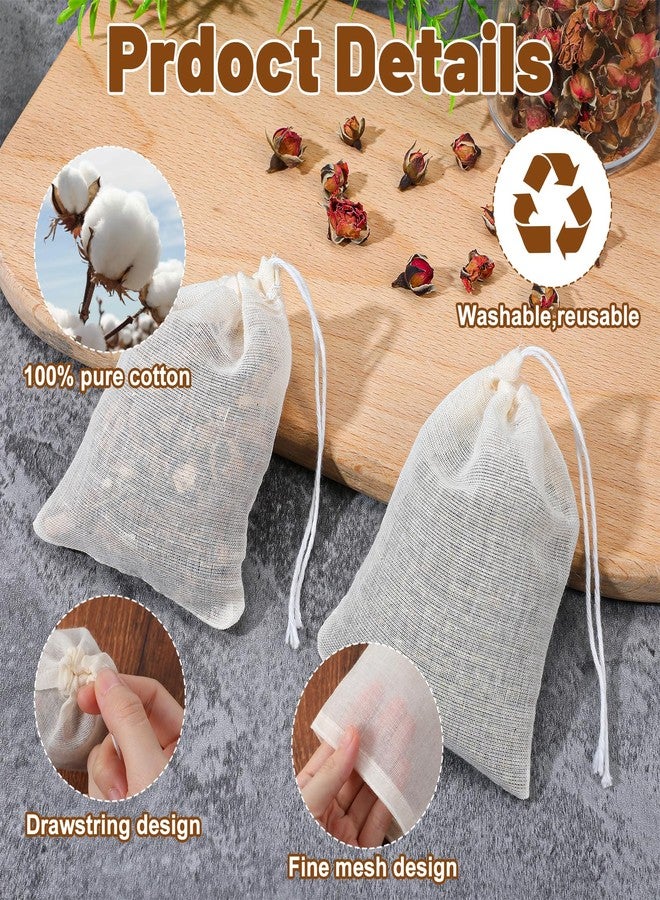 Matwsec 30 Pcs Bath Tea Bags Reusable Tea Bags for Loose Tea Empty Muslin Sachet Bag with Drawstring Spice Bag for Cooking, Straining Soups, Cold Brew Coffee, Diy Sachets - Image 3