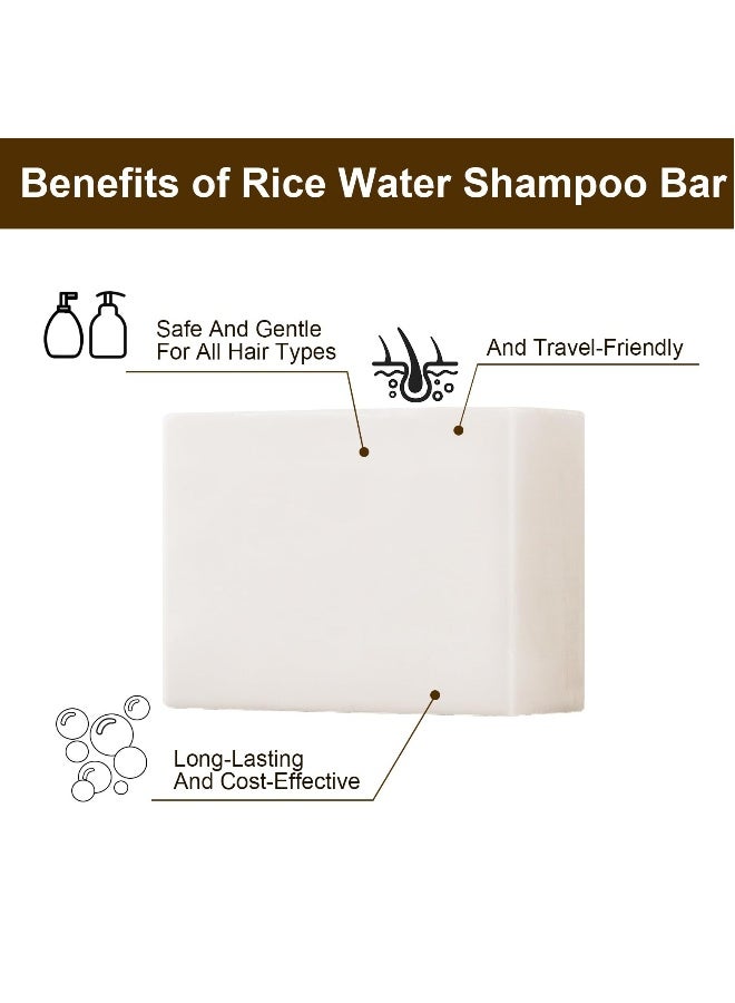 Rice Water Hair Growth Soap, 2 In 1 Shampoo and Conditioner Bar with Coconut Oil for Strengthening Moisturizing Dry Hair, Anti-Hair Loss Rice Shampoo Bars for Hair Growth - Image 4