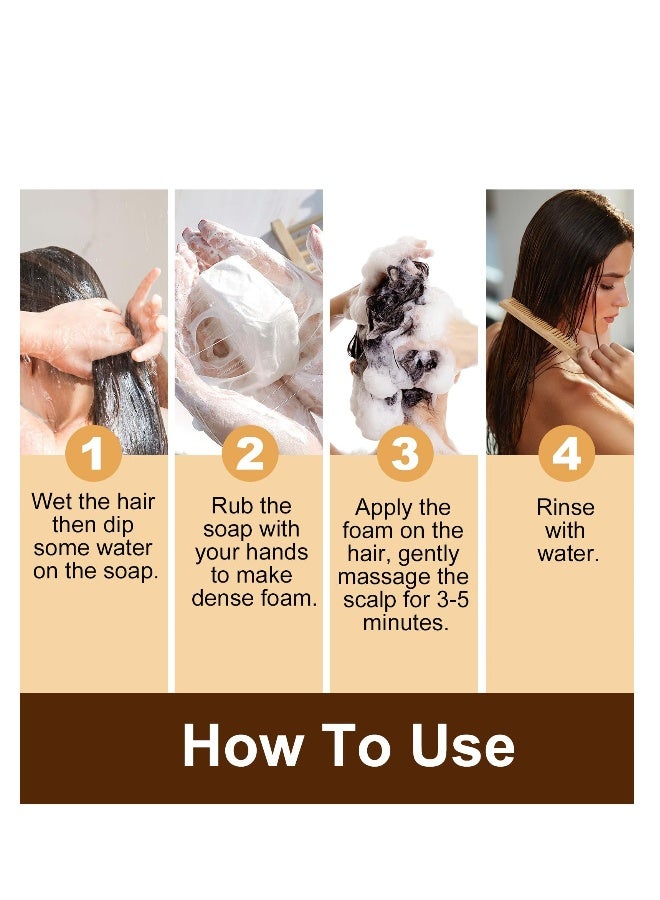 Rice Water Hair Growth Soap, 2 In 1 Shampoo and Conditioner Bar with Coconut Oil for Strengthening Moisturizing Dry Hair, Anti-Hair Loss Rice Shampoo Bars for Hair Growth - Image 5