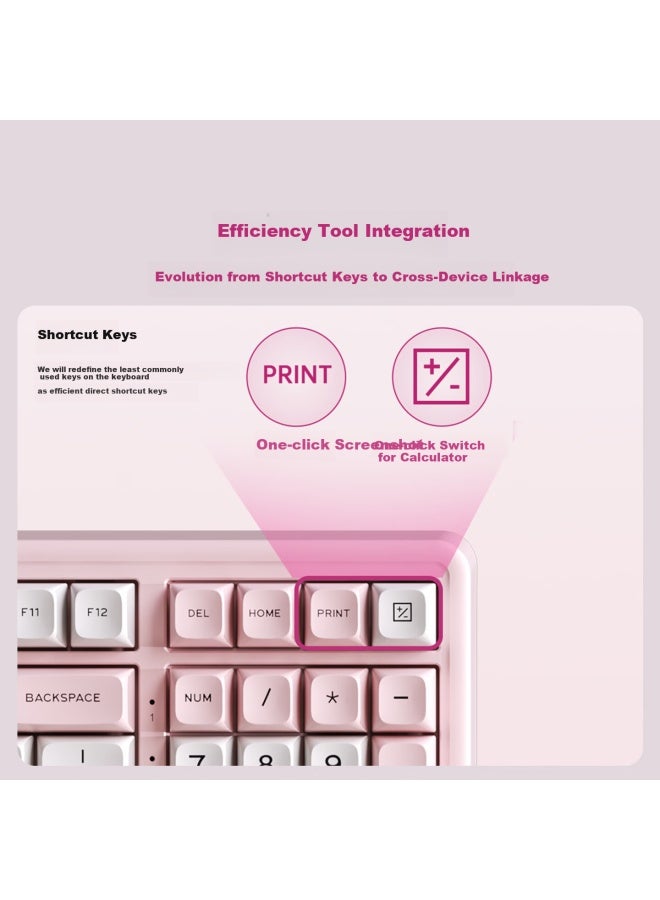 Ausdom H98 Mechanical Keyboard With Three Modes, Silent Customized Gasket Keyboard, Multi-layer Soundproofing, Hot-swappable Full Key Bluetooth Gaming Office Computer Keyboard - Sakura Language - Image 3