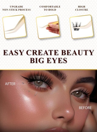 Pre Bond Type Lashes Kit with Tweezers Self Adhesive Eyelashes Eyelash Clusters Kit, False Eyelashes D Curl Pre Glued Lash Clusters Wispy Lashes Cluster Kit for Home and Salon use Press on DIY Lash Extension Eye Makeup Kit Falselashes 10-16mm Size 100 Pcs - view 4