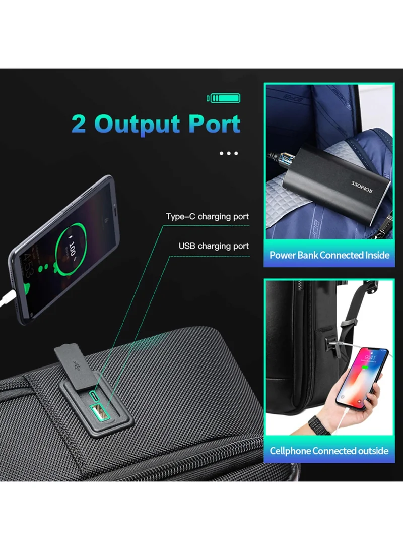Bopai  Premium Expandable Laptop Backpack Water Resistant Multifunctional Daypack with Built in USB Port for Casual/ Office/ School/ College, BB641, Black  | Best Price UAE