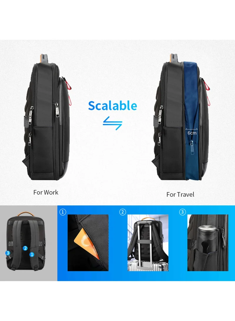Bopai  Premium Expandable Laptop Backpack Water Resistant Multifunctional Daypack with Built in USB Port for Casual/ Office/ School/ College, BB641, Black  | Best Price UAE