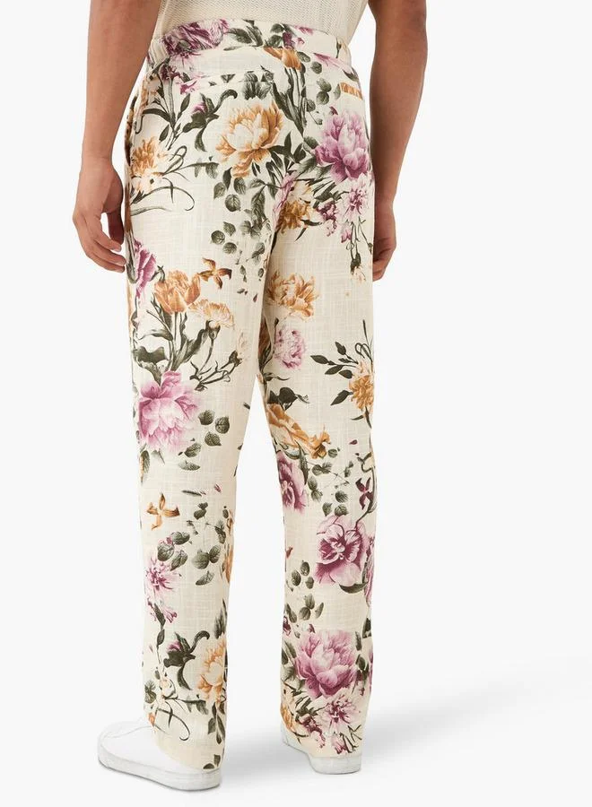 Iconic  Iconic All-Over Floral Print Pants with Pockets for Men | Best Price UAE