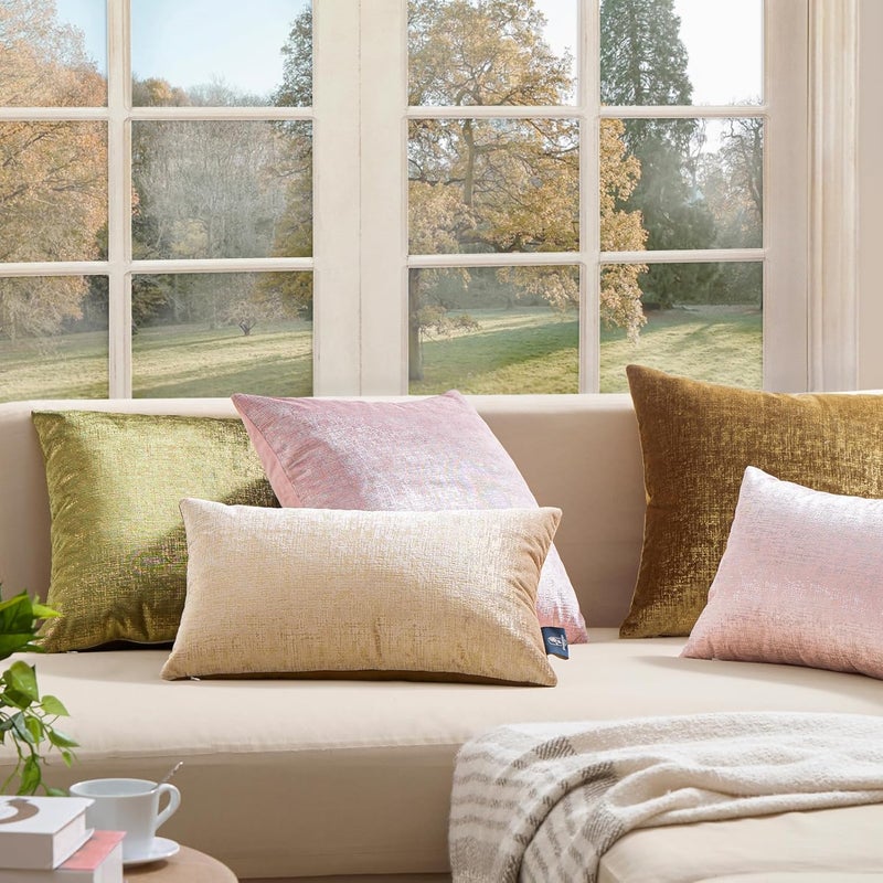 Phantoscope Pack of 2 Sparkling Velvet Decorative Solid Throw Decorative Pillow Cover Soft Gold Glitter Square Cushion Cover Pillowcase for Couch Bed and Chair, Green, 18 x 18 inches, 45 x 45 cm - Image 5