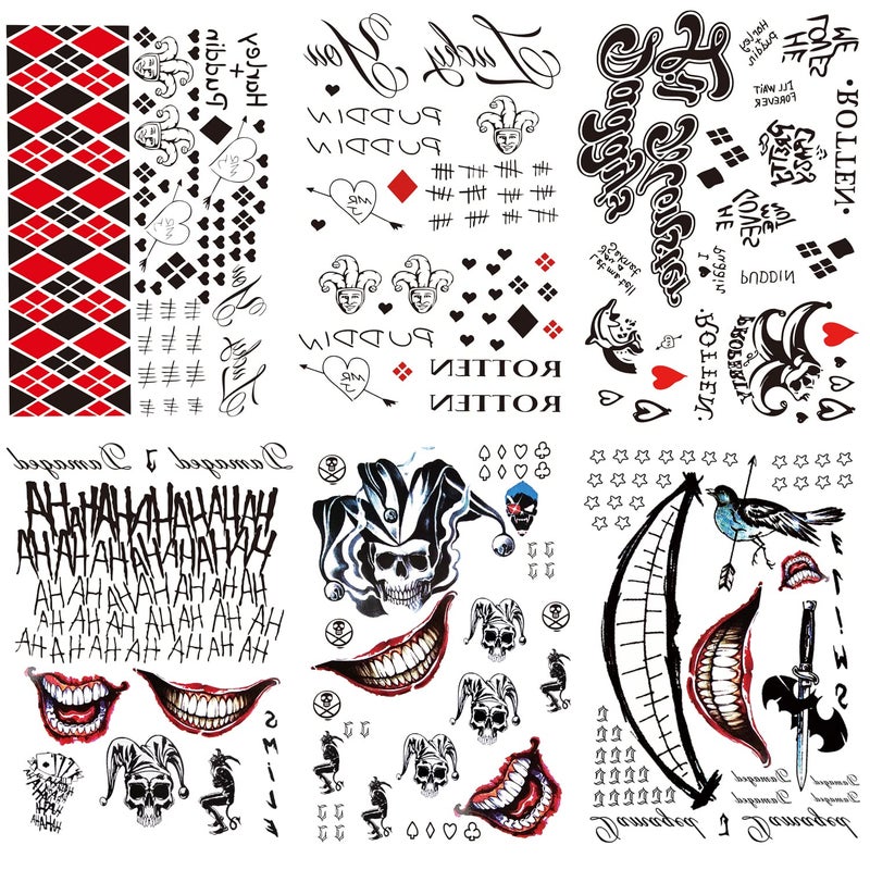 6 Sheets PADOUN Halloween Temporary Tattoo Stickers Fake Tattoo Stickers for Men Women Full Body Bundle for Costume Cosplay Party Accessory Large Size 82 x 116 inches