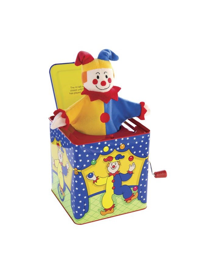 Schylling جاك في العلبة - لعبة موسيقية كلاسيكية للأطفال - علبة معدنية ملونة ومتينة مع دمية مهرج مضحكة - العمر 18 شهرًا وما فوق - Image 1