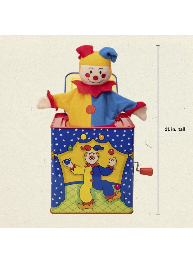 Schylling جاك في العلبة - لعبة موسيقية كلاسيكية للأطفال - علبة معدنية ملونة ومتينة مع دمية مهرج مضحكة - العمر 18 شهرًا وما فوق - Image 3