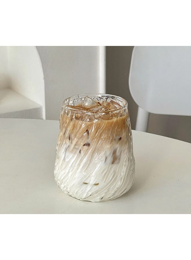 Retro Clear Glass Cups,Transparent Coffee Cup for Water,Juice, Tea, Beverage, Milk  6.8x6.8x10.5 cm