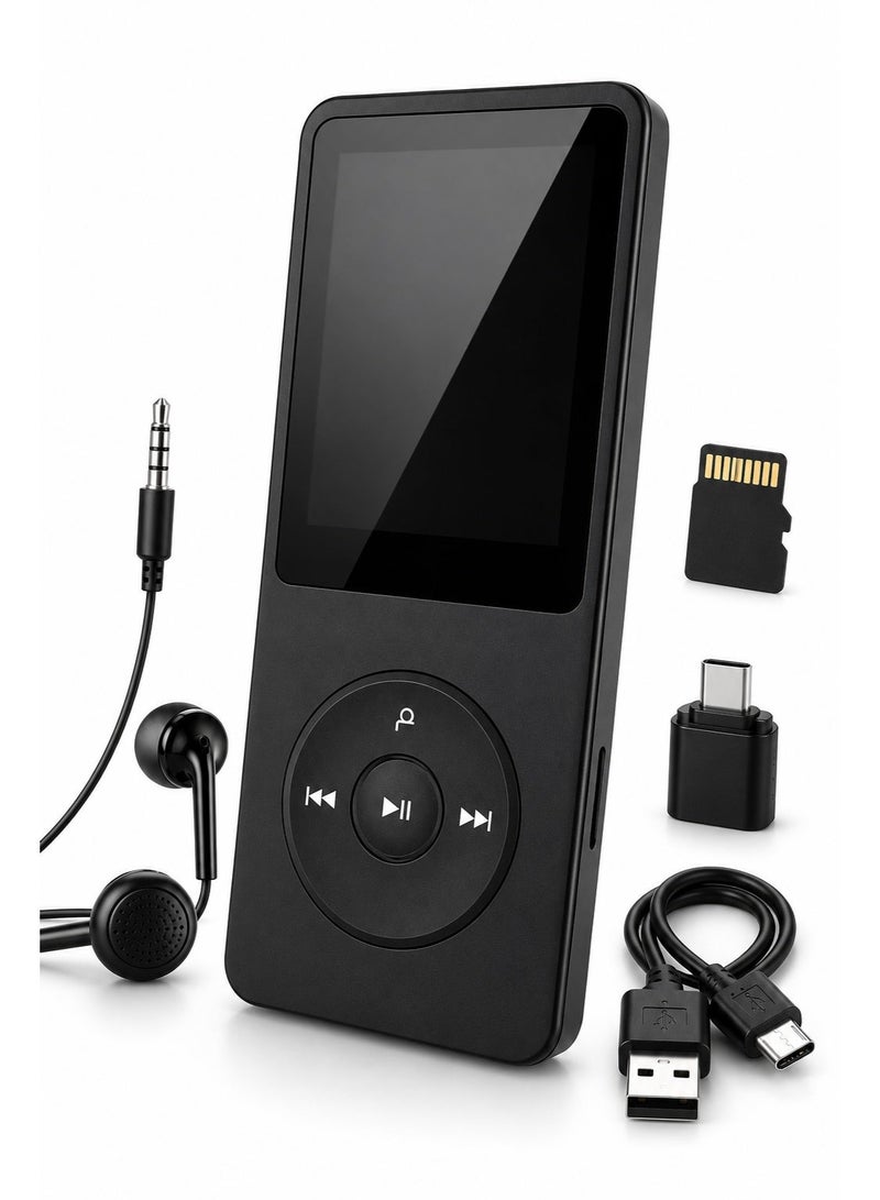 Sisily Portable Bluetooth Music Player 1 Piece Touch MP3 Player with IPS HD Screen HiFi Lossless Sound FM Radio Voice Recorder TF Card Expansion Wired Earphones 8GB Memory Card and Charging Cable - Image 1