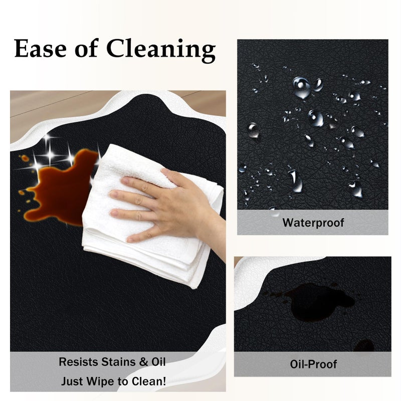 Arenarug Scalloped Black White Kitchen Mats Rugs Sets of 2 Cushioned Anti Fatigue Floor Mat Waterproof Kitchen Rugs Non Slip Foam Comfort Standing Mat for Sink Laundry - Image 5