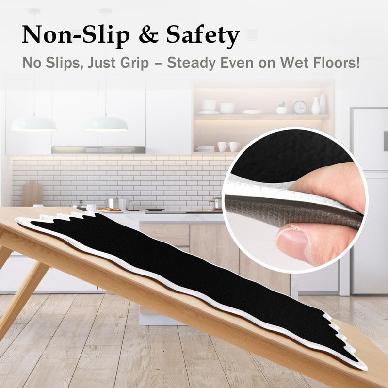 Arenarug Scalloped Black White Kitchen Mats Rugs Sets of 2 Cushioned Anti Fatigue Floor Mat Waterproof Kitchen Rugs Non Slip Foam Comfort Standing Mat for Sink Laundry - Image 4
