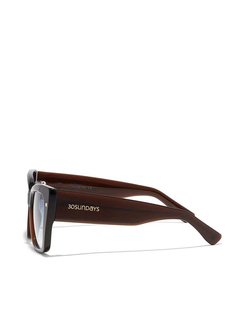 30Sundays Maren,Women Sunglasses, Cat Eye Sunglasses, UV Protection: UV400 (Brown,Blue)