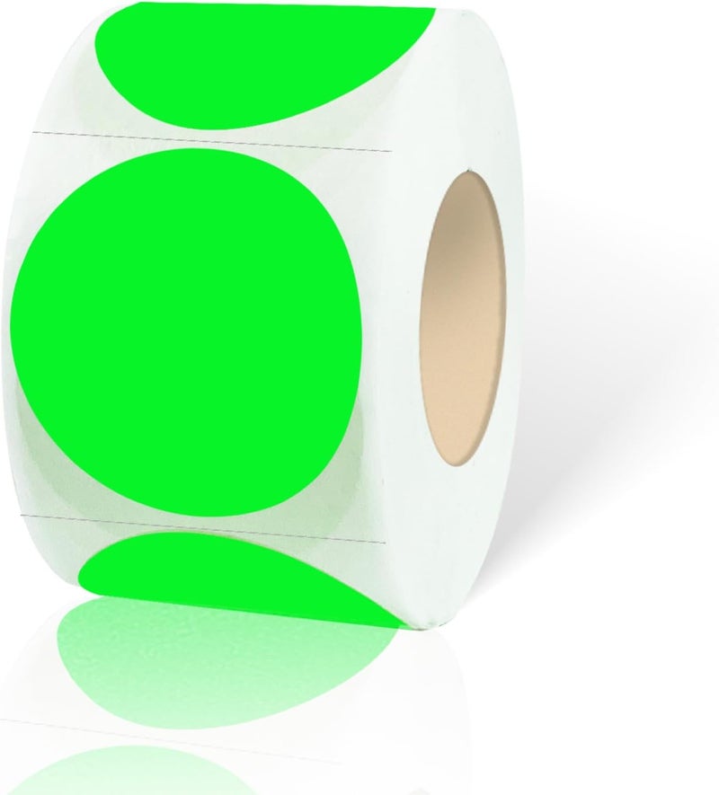 STARLIBOO Fluorescent Green Stickers, Dot Stickers 1.5 Inch, Permanent Color Code Dot Sticker, 500Pcs Garage Sale Price Sticker, Round Dot Labels for Office, Classroom - Image 1