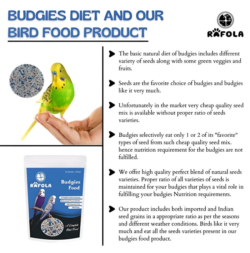 Rafola Premium Bird Food for Budgies Mix - 1 kg (2.2 lbs) - Nutritious Seed Blend for Budgies, Cockatiels, and Exotic Birds of All Life Stages - Image 4