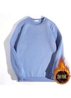 Generic Teen Boys Fleece-Lined Hoodie Autumn Winter Warm Blue [special fleece-lined]] 